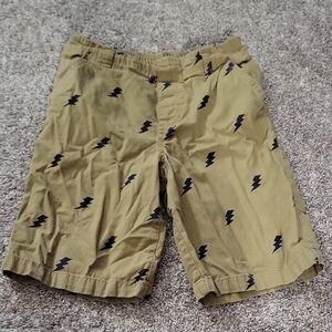 Tan Shorts with Black Lightning Pattern